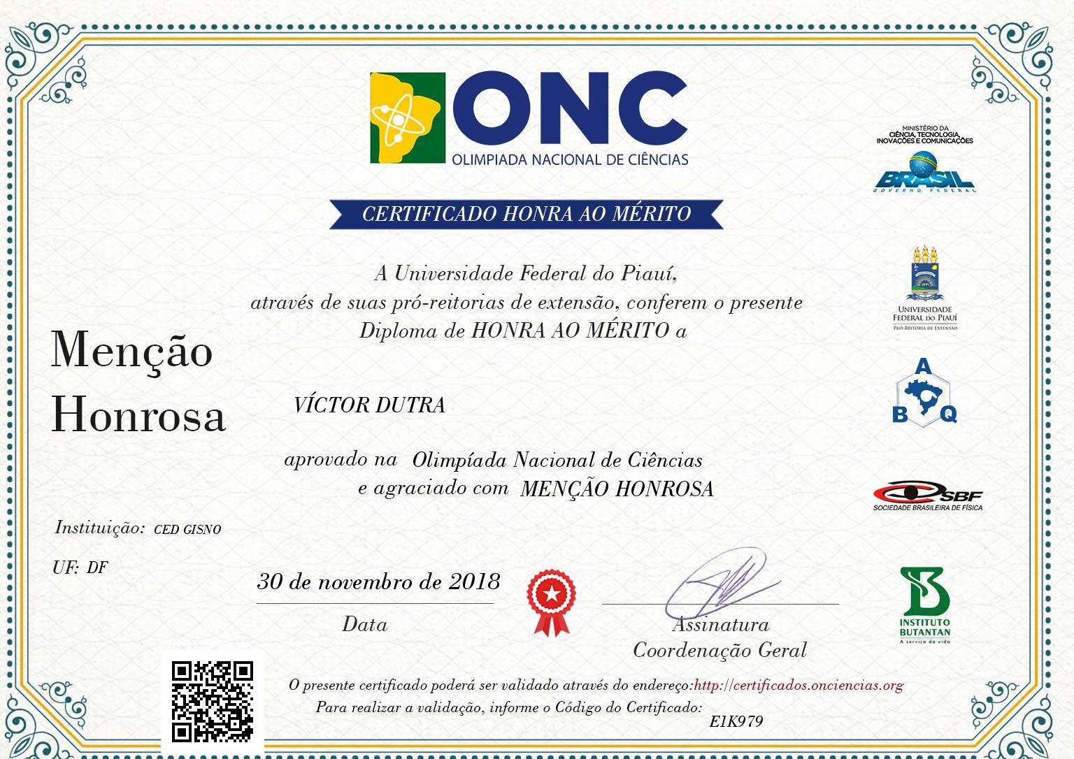 Furusho Diploma de Menção Honrosa